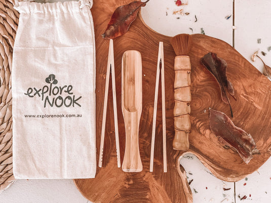 Natural Bamboo Fine Motor Tools Set