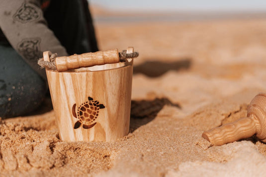 Wooden Bucket & Scoop set (Turtle Burn Stamp Edition)